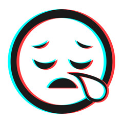 Cartoon smile emoticon symbol, icon in 3d effect with blue and red color