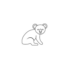 Decorative outline koala bear, Australian wild animal, Tropical cartoon character design, Cute flat vector illustration line art isolated on white, for design zoo alphabet, invitation, greeting card