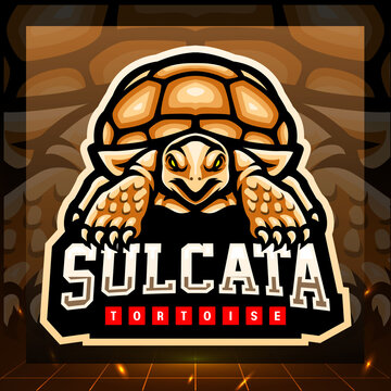 Sulcata tortoise mascot. esport logo design
