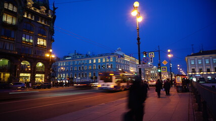 night city street of the Saint-Petersburg