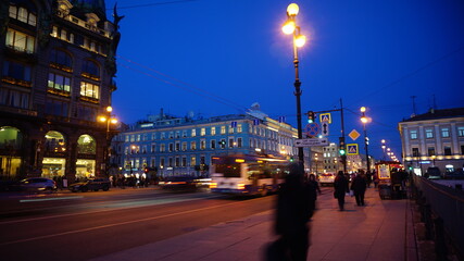 Fototapeta premium night city street of the Saint-Petersburg