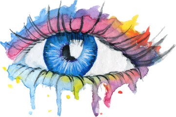 Watercolor eye of the person. Hand draw clipart