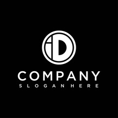 Vector Illustration of Letter ID Logo Design in Circle, Circular Combination Letter ID Logo Design Template Vector Image, Letter ID Design Logo