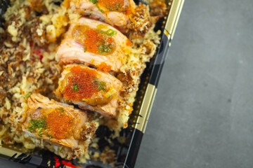 Fresh and delicious maki salmon sushi