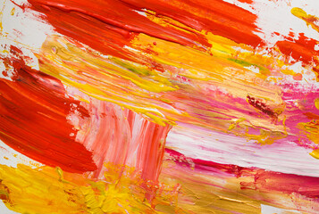 brush strokes with paint on paper. red and yellow