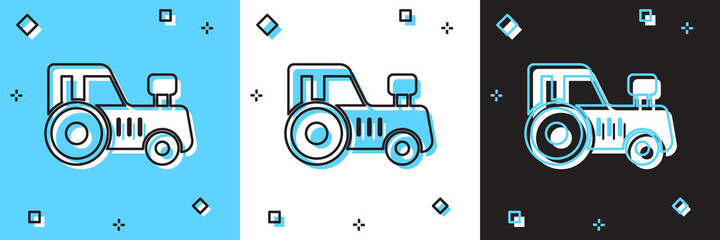 Set Tractor icon isolated on blue and white, black background. Vector