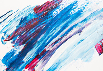 brush strokes with paint on paper. blue and purple