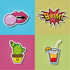set of pop art icons