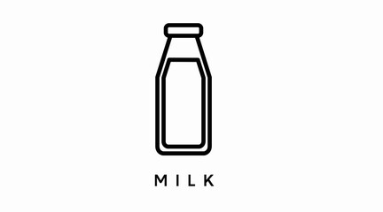 Milk Bottle Icon. Vector isolated black  and white milk bottle