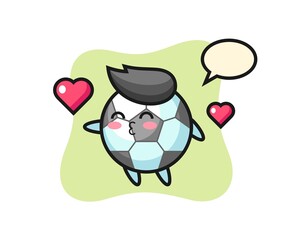 Football character cartoon with kissing gesture