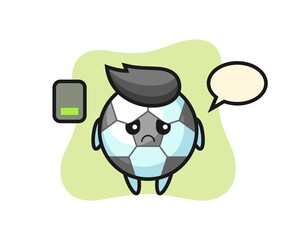 Football mascot character doing a tired gesture