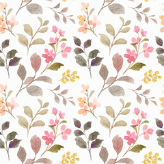 Seamless pattern of wild floral watercolor
