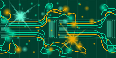 wires, sparks and lights, seamless pattern