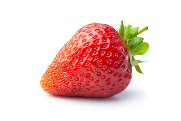 Red ripe juicy strawberry on a white background