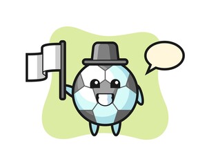 Cartoon character of football holding a flag