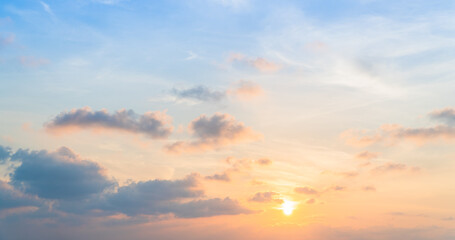 sunset sky with clouds in the evening