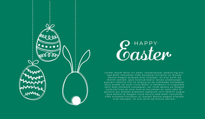 Happy Easter. Colorfull easter greeting card with eggs and rabbit. Vector illustration great for package banner