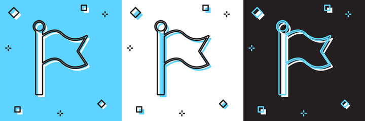 Set Flag icon isolated on blue and white, black background. Victory, winning and conquer adversity concept. Vector