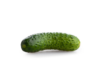 Green ripe juicy cucumbers on a white background