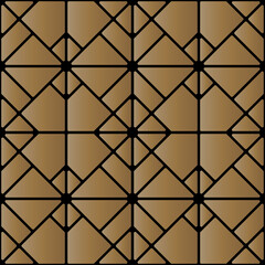 Naklejka premium Seamless of diagonal square pattern. Design regular tile of gold on black background. Design print for illustration, texture, wallpaper, background.