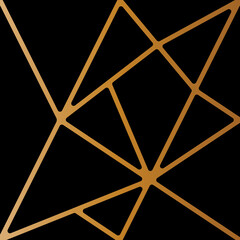 Abstract of  polygon stripe pattern. Design random lines of gold on black background. Design print for illustration, texture, wallpaper, background. Set 2