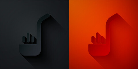 Paper cut Kitchen ladle icon isolated on black and red background. Cooking utensil. Cutlery spoon sign. Paper art style. Vector