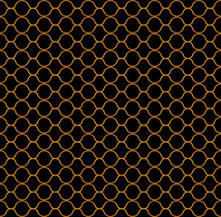 Seamless of  wire mesh pattern. Design geometric of gold on black background. Design print for illustration, texture, wallpaper, background.