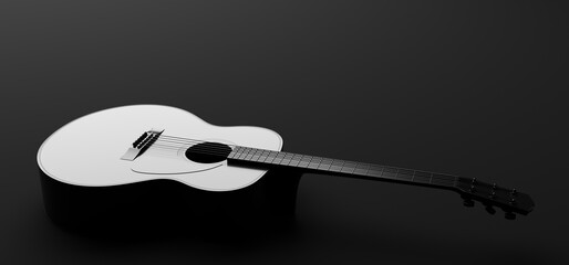Classical acoustic guitar in black and white. Music