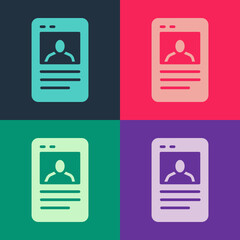 Pop art Baseball card icon isolated on color background. Vector