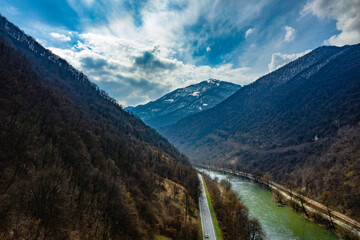 Road near river. Bosnia and Herzegowina. Zenica