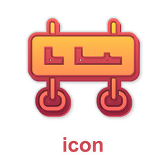 Gold Road traffic sign. Signpost icon isolated on white background. Pointer symbol. Isolated street information sign. Direction sign. Vector