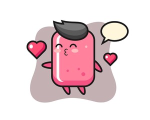 Bubble gum character cartoon with kissing gesture