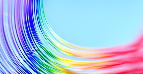 Abstract rainbow color waved wires background.