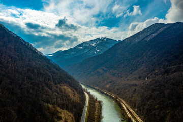 Road near river. Bosnia and Herzegowina. Zenica