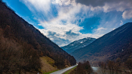 Road near river. Bosnia and Herzegowina. Zenica