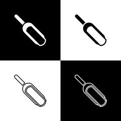 Set Scoop flour icon isolated on black and white background. Vector