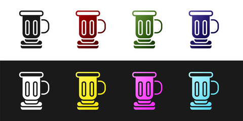 Fototapeta premium Set Medieval goblet icon isolated on black and white background. Vector