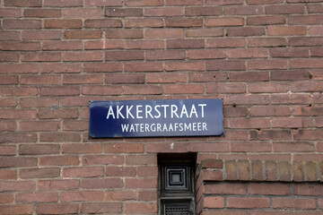 Street Sign Akkerstraat At Amsterdam The Netherlands 17-3-2021