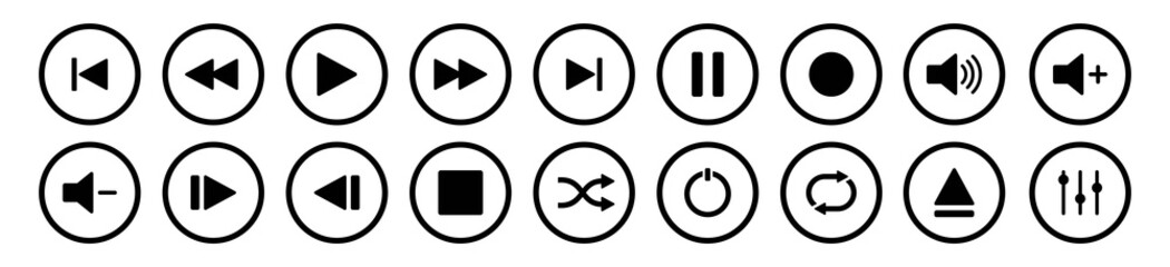 Media Player Buttons icon set, Play and pause buttons sign isolated on white background, vector illustration