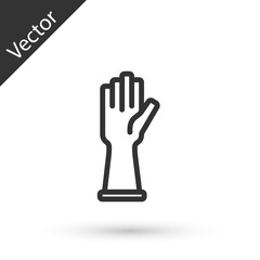 Grey line Rubber gloves icon isolated on white background. Latex hand protection sign. Housework cleaning equipment symbol. Vector