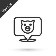 Grey line Pig icon isolated on white background. Animal symbol. Vector