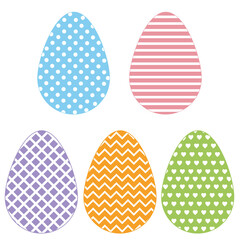 Set of Easter eggs with ornaments, color isolated vector illustration