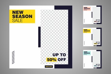 New set of editable minimal banner templates. Suitable for social media posts and web or internet ads. Vector illustration with photo college.