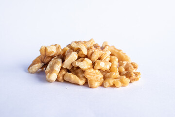 pile of walnuts isolated on white