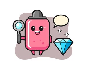 Illustration of bubble gum character with a diamond