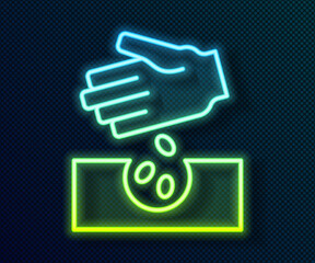 Glowing neon line Seeds of a specific plant icon isolated on black background. Vector