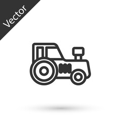 Grey line Tractor icon isolated on white background. Vector