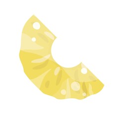 Half round slice of juicy pineapple. Delicious tropical fruit. Detailed flat vector design for juice packaging, promo flyer or poster