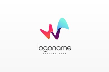Fototapeta premium Letter W playful logo design, Letter W colorful logo design