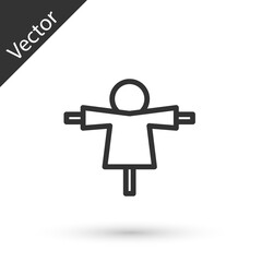 Obraz premium Grey line Scarecrow icon isolated on white background. Vector